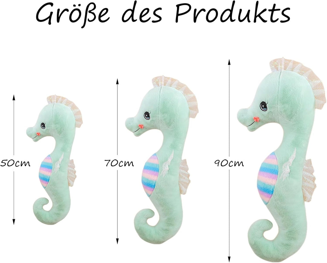 Seepferdchen Kuscheltier Plüschtier Stofftier, Weiches Kissen Geschenk für Kinder/Erwachsene (Grün,