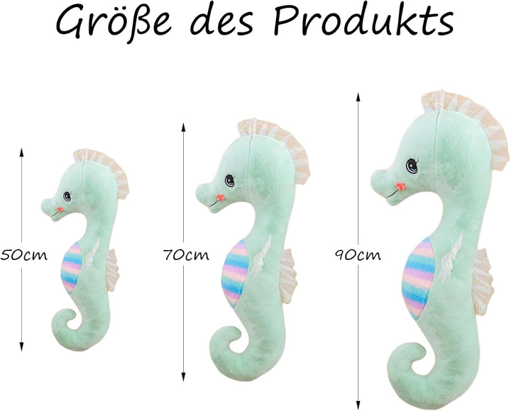 Seepferdchen Kuscheltier Plüschtier Stofftier, Weiches Kissen Geschenk für Kinder/Erwachsene (Grün,