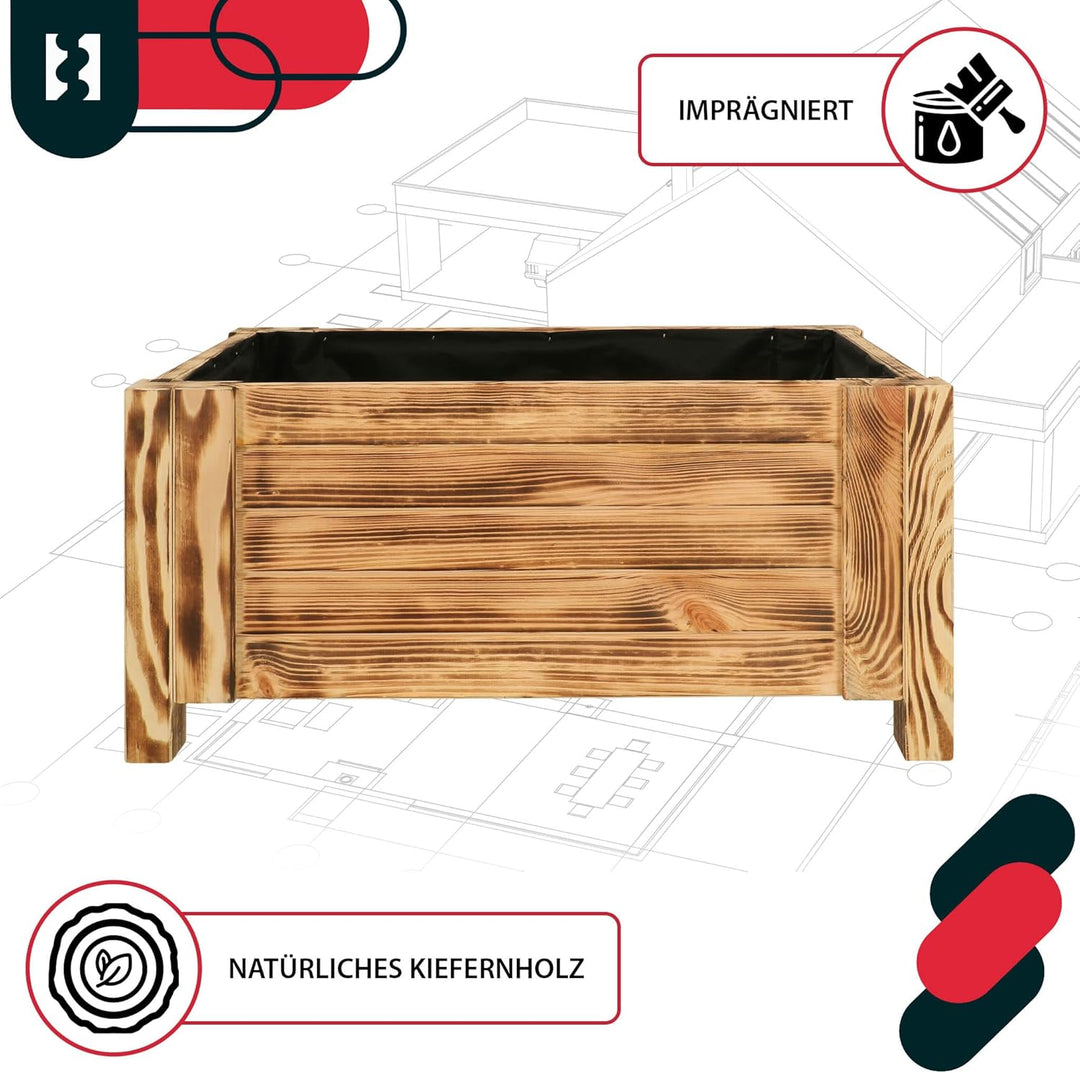 KOTARBAU® Blumenkasten - 60 x 39 x 30 cm - Pflanzkasten mit Vlies - Pflanzkübel gross aussen - Balko