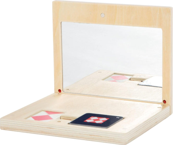small Foot Symmetriespiel mit Spiegel „Educate“ aus Holz, Legespiel in Holzbox mit Magnetverschluss,