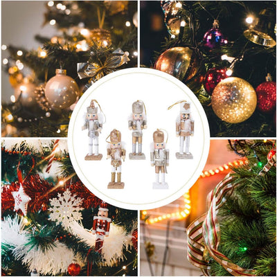 VALICLUD 5 Stücke Weihnachten Nussknacker Figuren Puppe Baumschmuck Soldaten Holz Dekofigur Weihnach