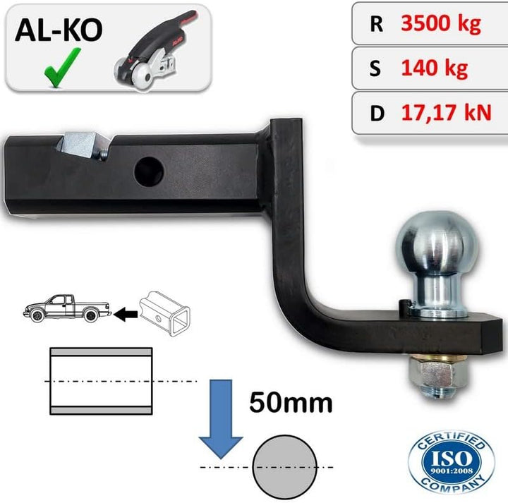 XIMPLIO AHK-Einschub US-Adapter mit Keil für US-Fahrzeuge Vierkantrohraufnahme (Receiver) 2 Zoll - 5