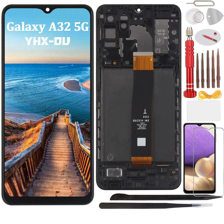 YHX-OU Schwarz + Rahmen Display für Samsung Galaxy A32 5G SM-A326B/DS LCD Display Touchscreen Ersatz