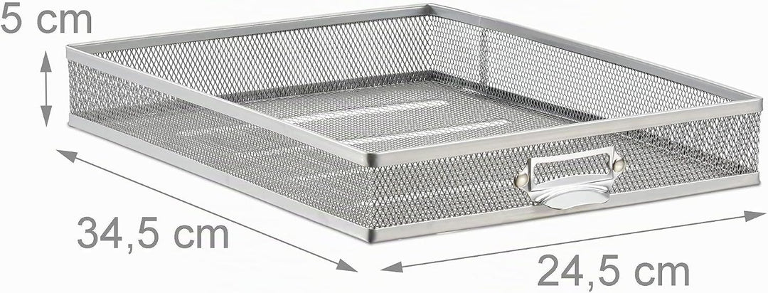 Relaxdays, Silber Schubladenbox, 10 Schubfächer, für Din A4 Dokumente, Ordnungssystem für Schreibtis
