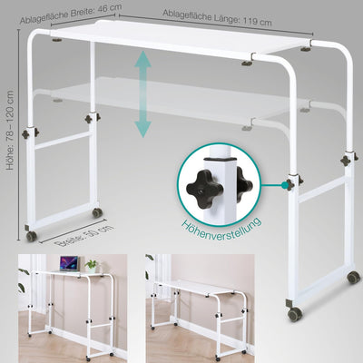 maxVitalis Über-Betttisch auf Rollen höhenverstellbar/breitenverstellbar, Overbed Table, Mobiler Sch