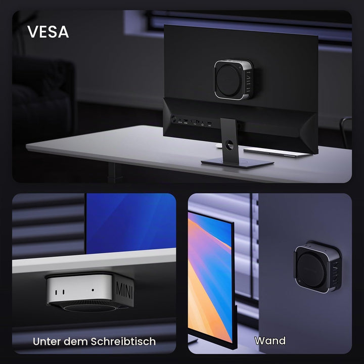 Fasgear ABS Plastik VESA Halterung für Mac-mini M4 /Pro 2024,Halterung Unter Schreibtisch ohne Bohre