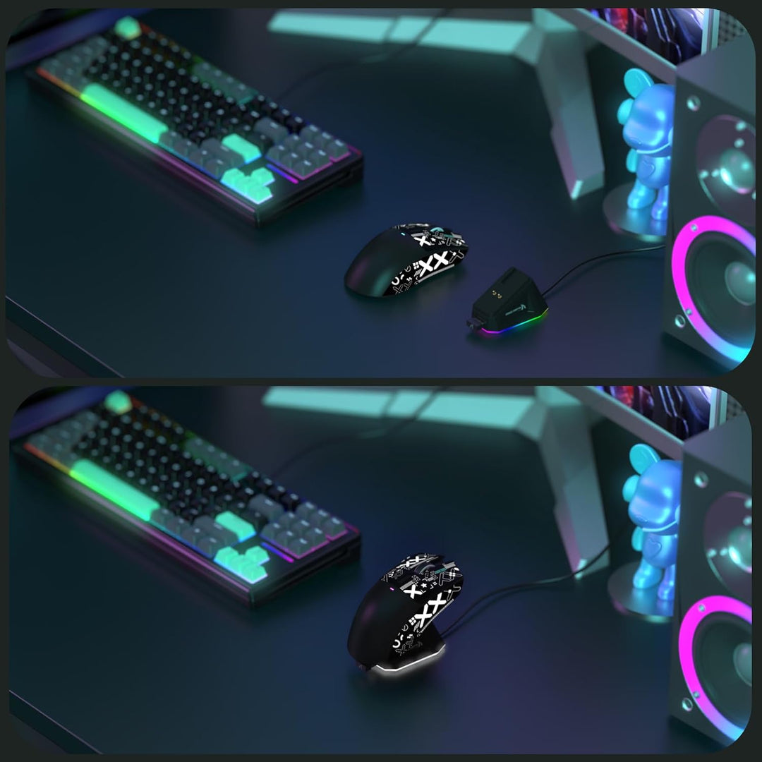 LexonElec x Attack Shark X11 Kabellose Gaming-Maus mit RGB Magnetische Ladestation, PixArt PAW3311-S