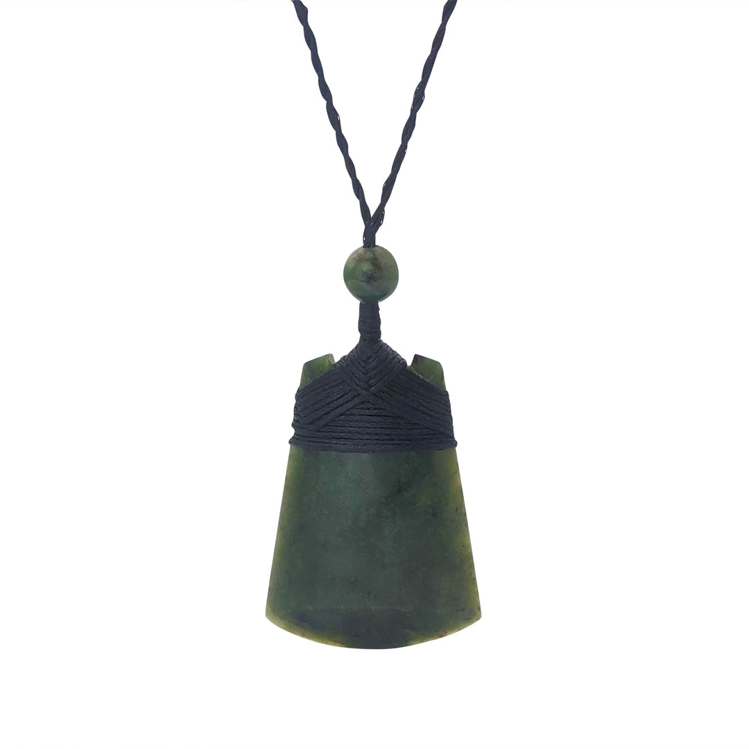 81stgeneration Unisex Geschnitzte Nephrit Jade Grünstein Maori Toki Klinge Anhänger Halskette