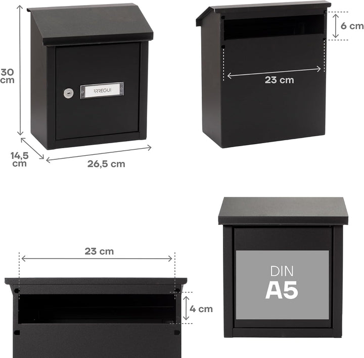 ARREGUI V4094 Durchwurfbriefkasten aus Verzinktem Stahl, Mauerdurchwurf Briefkasten in Grösse S (DIN