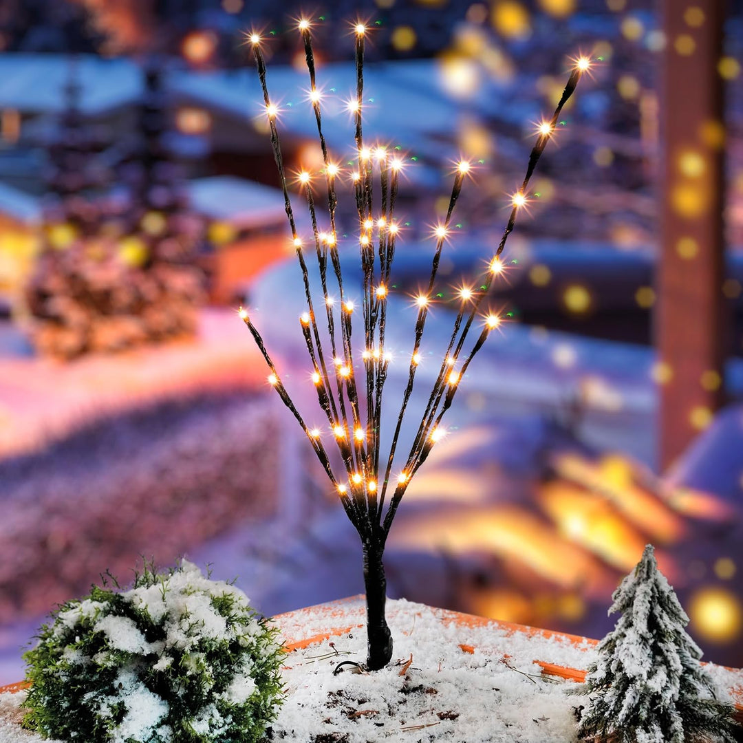 Esotec Solar Lichterzweige, 60 LEDs, Akku, flexibel biegbar, Dekokbeleuchtung, Gartenstecker, Lichte