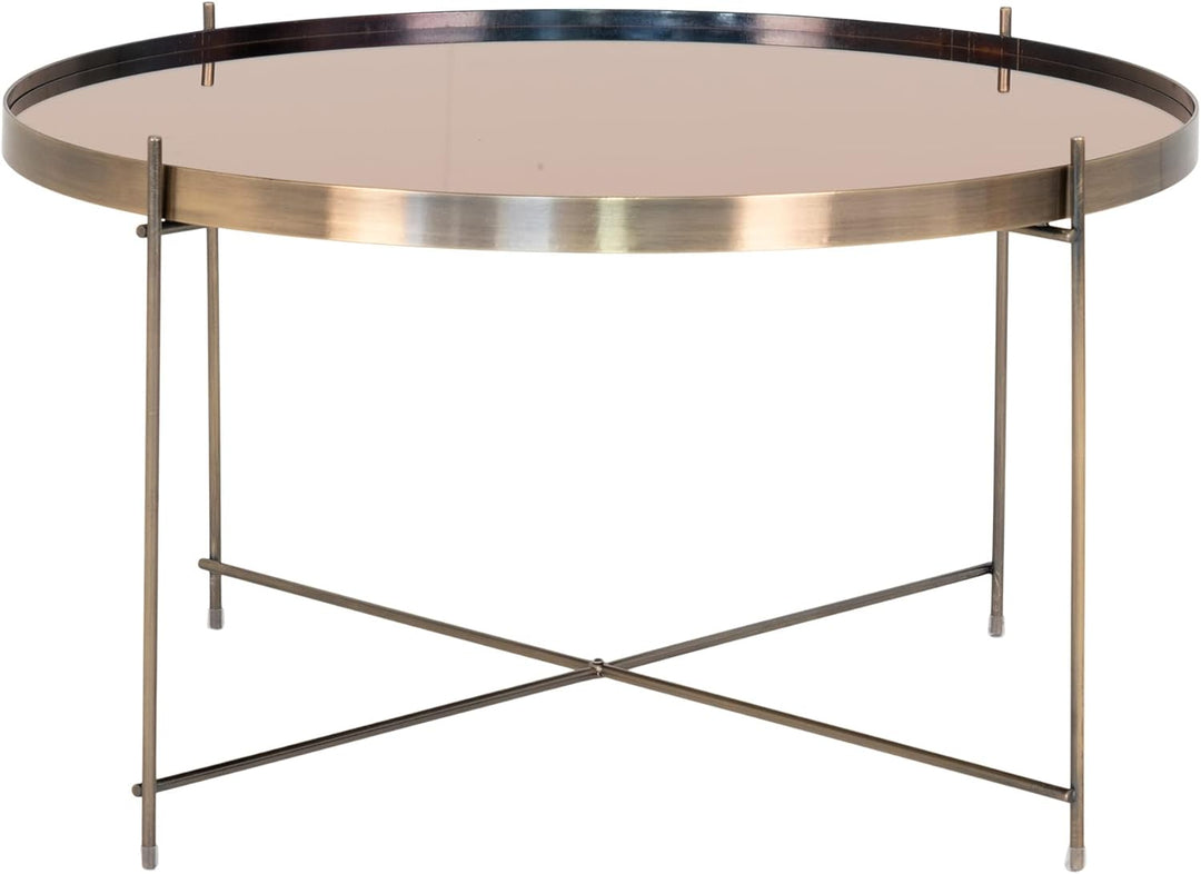 LEBENSwohnART Eleganter Couchtisch VENEDIG messingfarbig ca. ø70cm