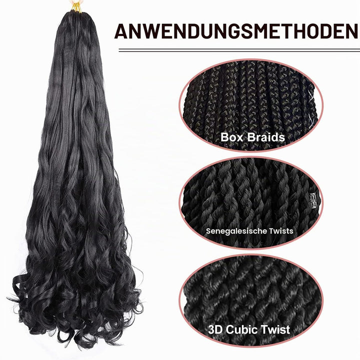 Herkeymidy french curly braiding hair 24 inch Loose Wavy 8 Pack Bouncy Braiding Hair extensions 75g/