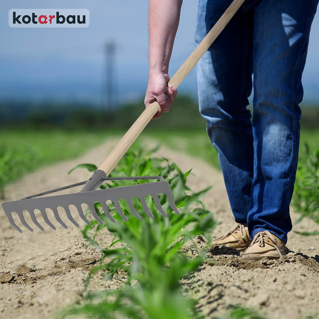 KOTARBAU® Laubrechen - 26 cm - Metall Rechen für Gras &amp; Laub - ohne Holzstiel - Gartenrechen - Rasen