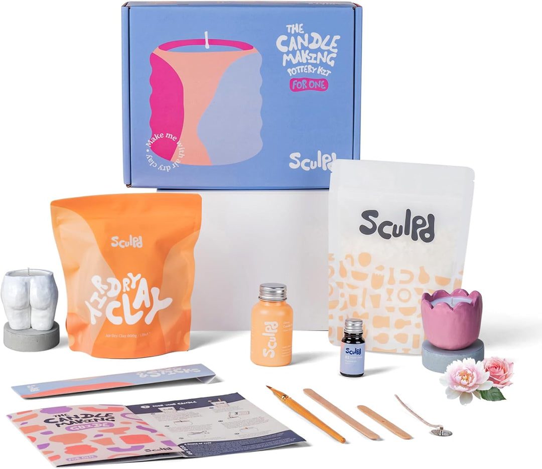 Sculpd Töpferei-Kit zur Kerzenherstellung mit lufttrocknendem Ton | Anfänger Starter-Kit zur Kerzenh