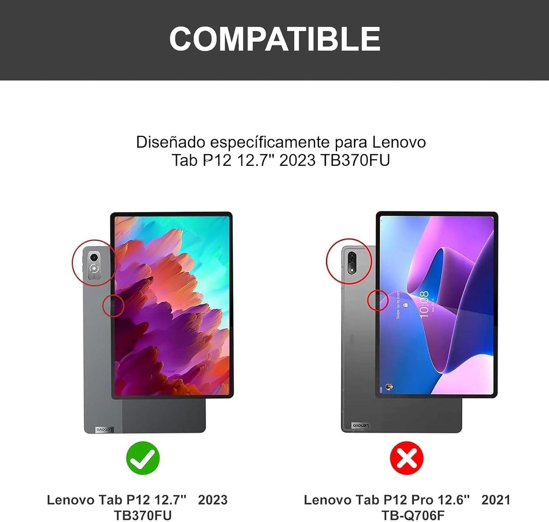 WINCHKING Tastatur Hülle für Lenovo Tab P12 12.7 Zoll 2023, Tastatur für Lenovo Tab P12 Tablet, 7 Fa
