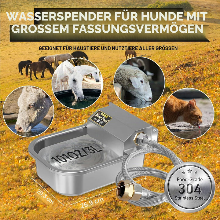 Automatischer Wasserspender für Hunde, 2,863.3 g Outdoor Hund Wassernapf, 304 Edelstahl Wasserspende