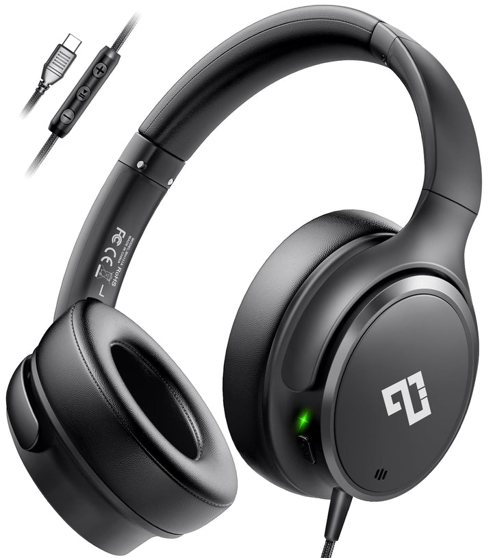 INFURTURE Kopfhörer USB C Kopfhörer mit Kabel Noise Cancelling Kopfhoerer Over Ear, 28 dB ANC, Leich
