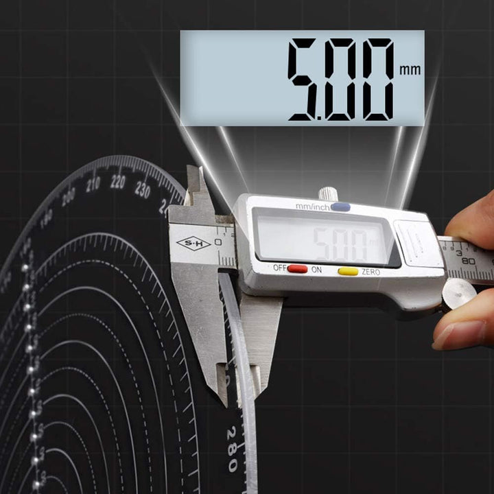 ANCLLO 300 mm runder Kompass für Drechsler, Drehmaschinen, klares Acryl, Zeichnen, Kreise, Durchmess