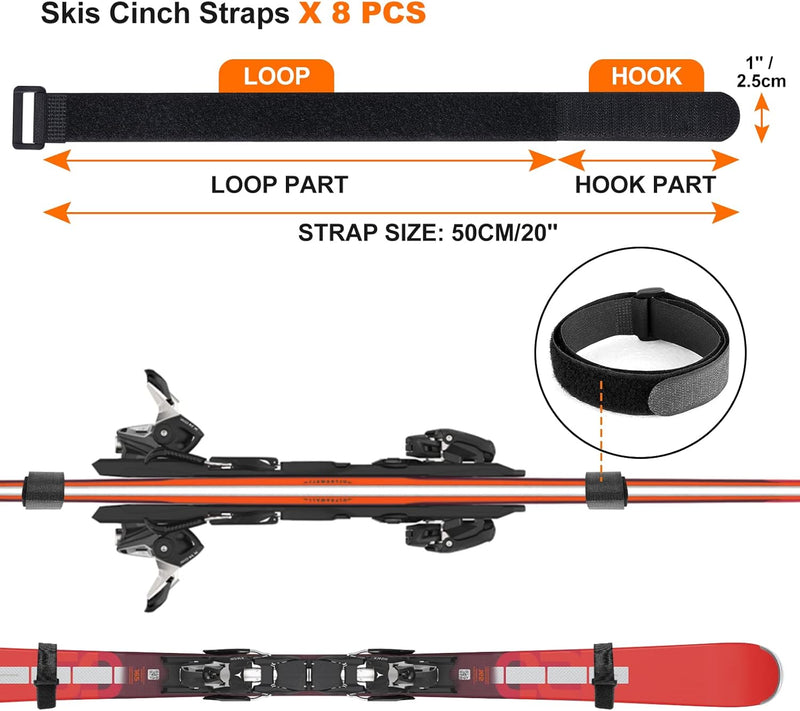 Odoland Ski Slatwall Haken Wandablage Rack mit Skibandträger und Snowboard Rack Wandhalterung Hause