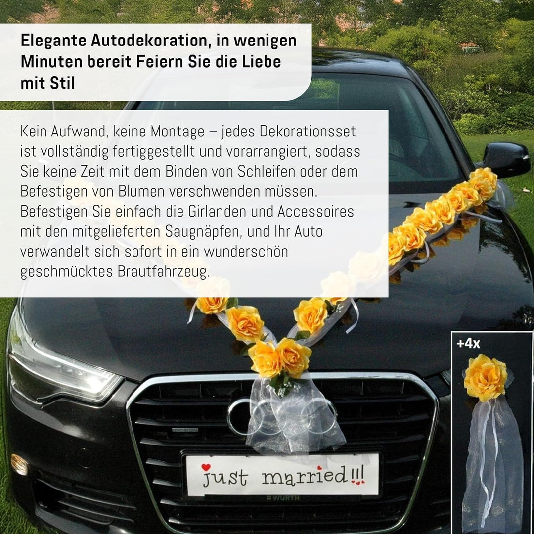 Rosen Girlande Braut Paar Rose Deko Dekoration Autoschmuck Hochzeit Car Auto Wedding ®Auto-schmuck D