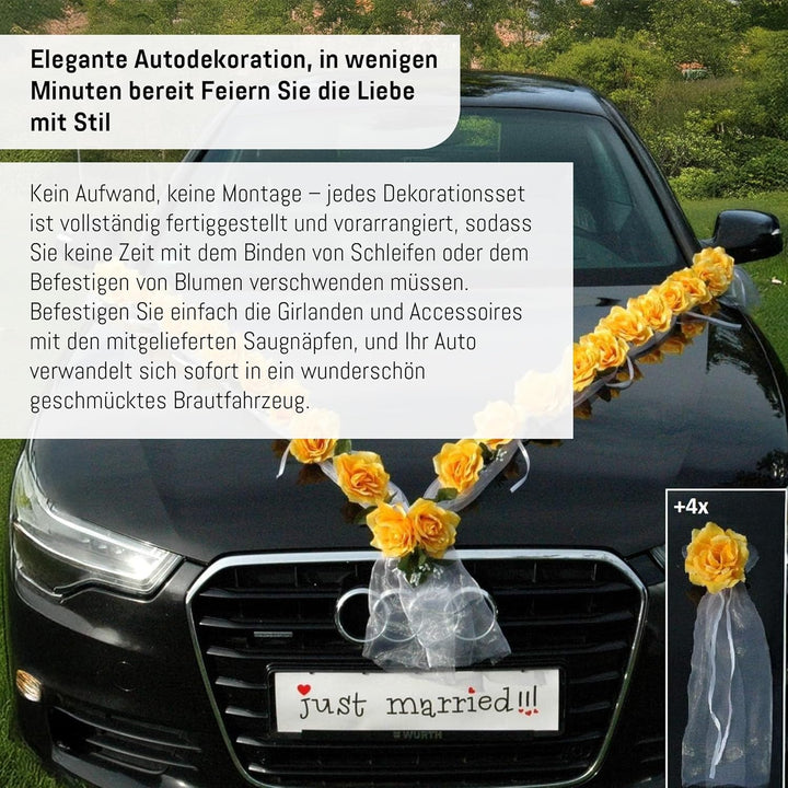 Rosen Girlande Braut Paar Rose Deko Dekoration Autoschmuck Hochzeit Car Auto Wedding ®Auto-schmuck D