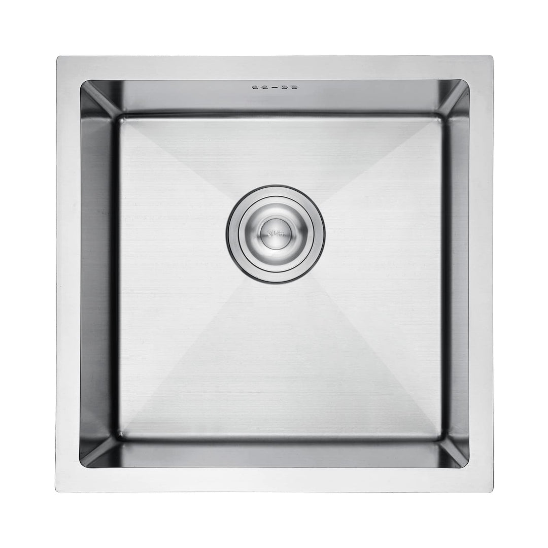 Ibergrif M84040 Küchenspüle 40 x 40 cm, Unterbauspüle mit Ablauffilter, Edelstahl Silber, Silber