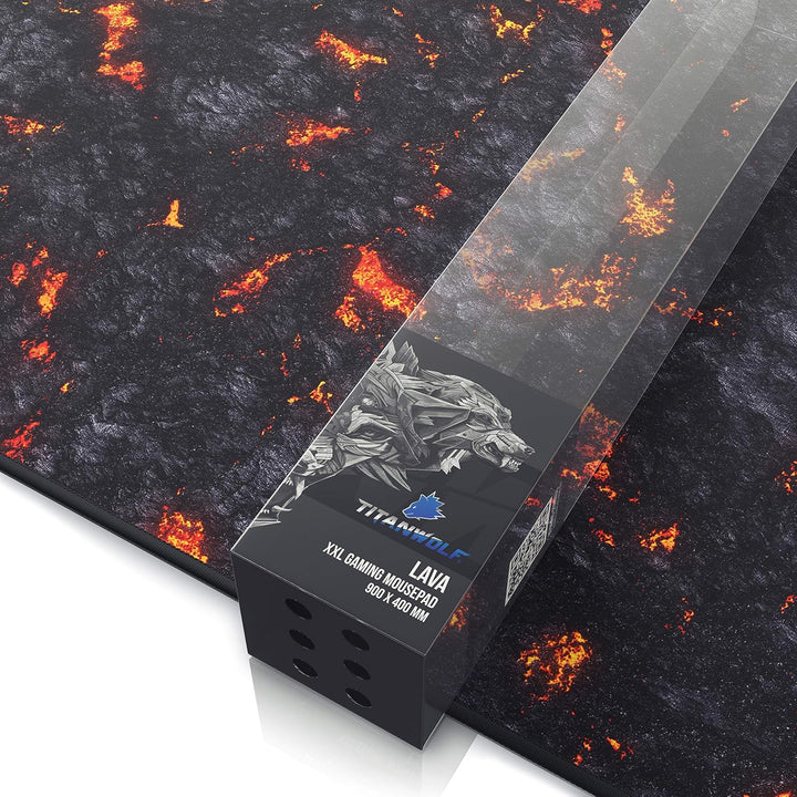 TITANWOLF - XXL Speed Gaming Mauspad Titanwolf Lava 900x400 mm - XXL Mousepad - Tischunterlage Large