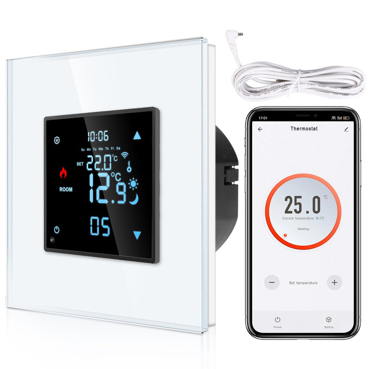 CNBINGO Smart Thermostat Unterputz mit Fühler, Digitaler Raumthermostat für Wasser Fussbodenheizunge
