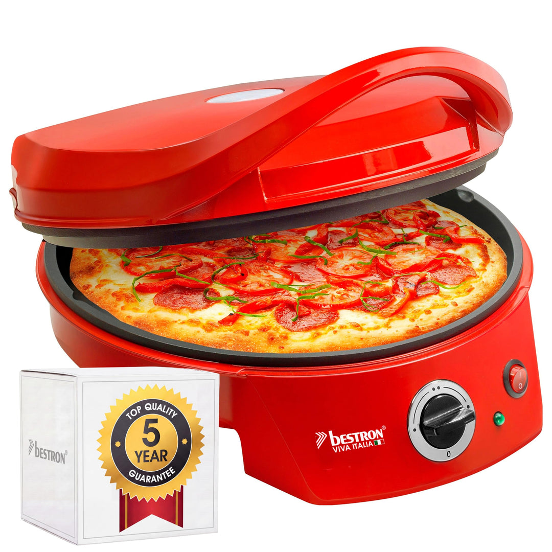 Bestron APZ400 elektrischer Pizzaofen, Pizza Maker bis 230°C, mit Ober-/Unterhitze, für selbstgemach