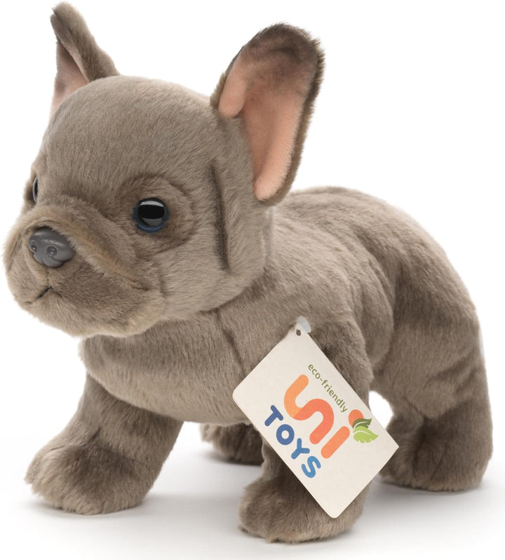 Uni-Toys - Französische Bulldogge (grau) - Ohne Leine - 26 cm (Länge) - Plüsch-Hund - Plüschtier, Ku