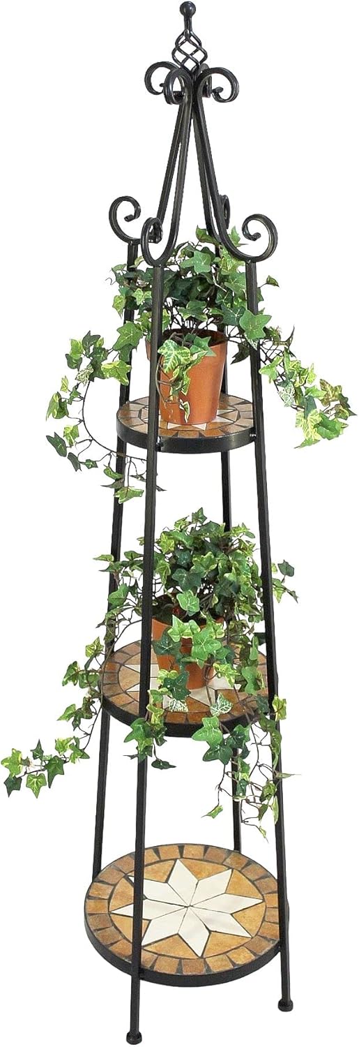 DanDiBo Blumenregal Mosaik Rund 140 cm Blumentreppe 12009 Blumenständer Blumensäule Pflanzenständer