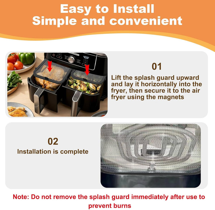 2 Stück Edelstahl Spritzschutz für Ninja Foodi Max Dual Zone AF400EU & AF451EU Heissluftfritteuse, M