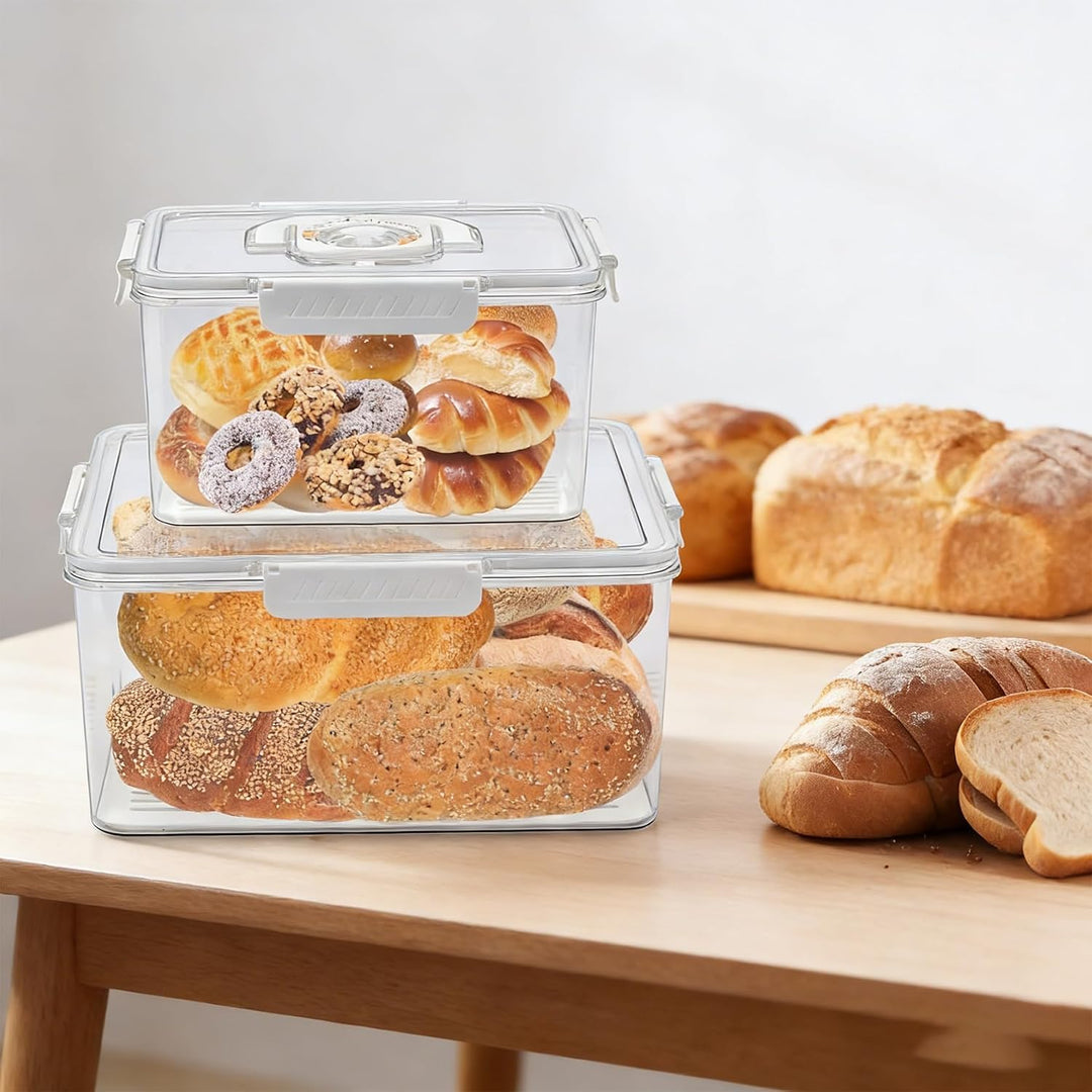 Brot Aufbewahrungsbox 2er Set Datumsanzeige mit integriertem Griff