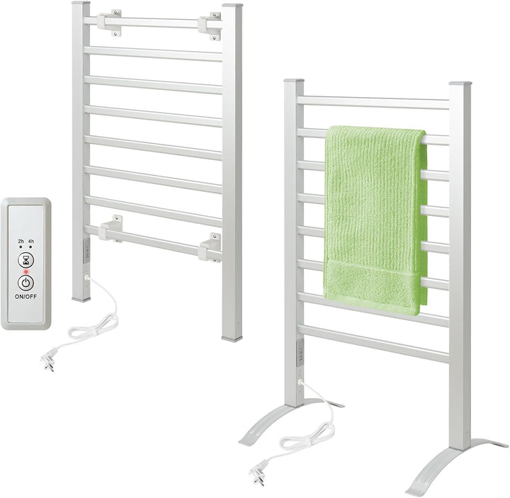 Todeco Handtuchheizkörper Elektrisch ohne Boren, 135W Badheizkörper mit Timer, Handtuchtrockner Elek