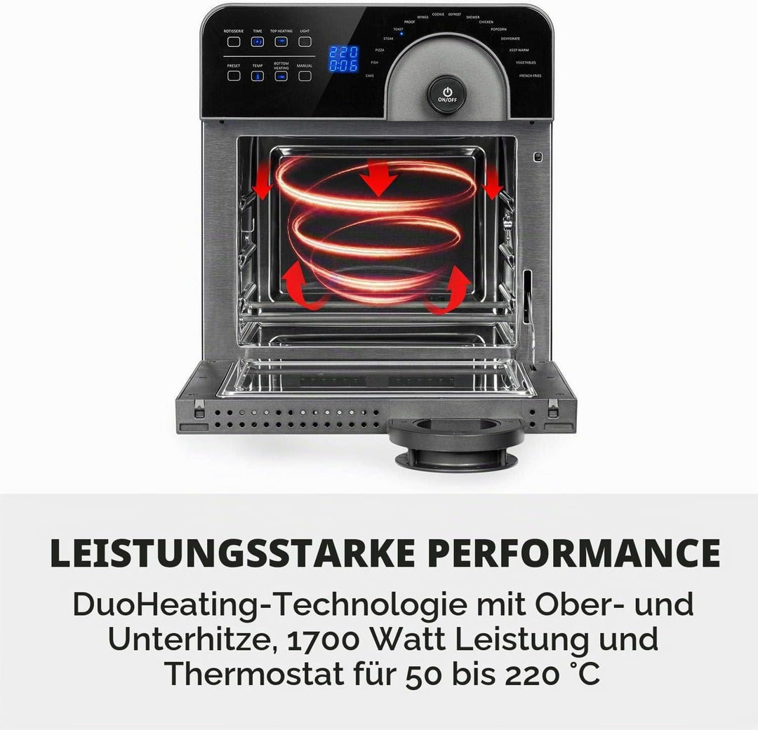 Klarstein AeroVital Cube Chef Heissluftfritteuse - 1700 W Heissluftfriteuse, Airfryer mit Touchscree