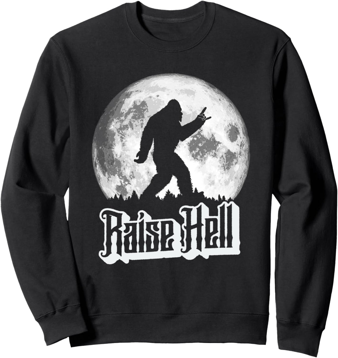 Raise Hell! Rock n' Roll Bigfoot Dude & Moon Sweatshirt