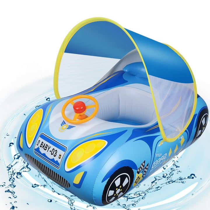 Schwimmring Baby mit Sonnendach und Dual Airbag Ninonly Aufblasbare Schwimmring Baby Auto mit UPF50+