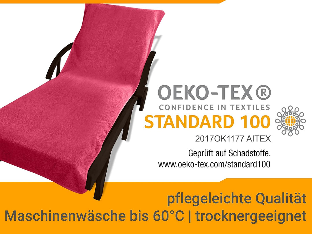 npluseins 2er Pack Auflagen für Sonnenliege und Gartenliege 1594.2319, Liege 70 x 200 cm, Bordeaux L