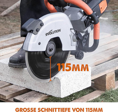 Evolution R300DCT 300 Mm Betonsäge - 2400W Motor, Kein Benzin, 115 Mm Schnitt, Inkl. Diamantblatt Fü