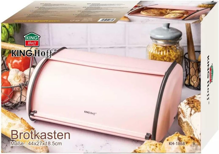 KING HOFF Brotkasten Brotbox Brotbehälter Brotdose (Rose, 44L x 27B x 18,5H cm) Rose 44 cm x 27 cm x