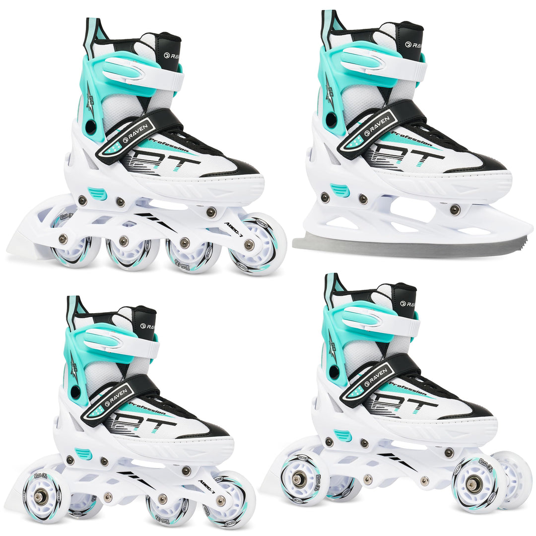 RAVEN Profession 4in1 Inlineskates Triskates Rollschuhe Schlittschuhe Inliner für Kinder und Erwachs