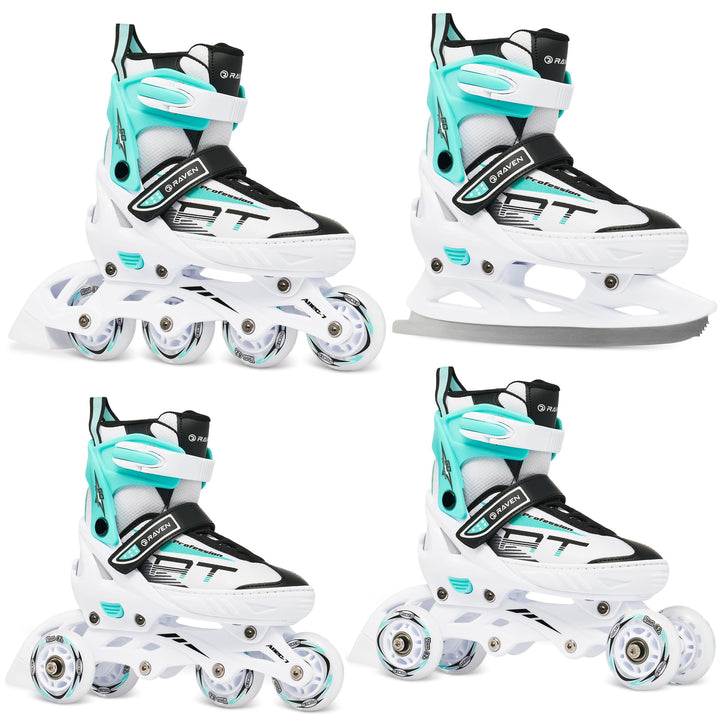 RAVEN Profession 4in1 Inlineskates Triskates Rollschuhe Schlittschuhe Inliner für Kinder und Erwachs