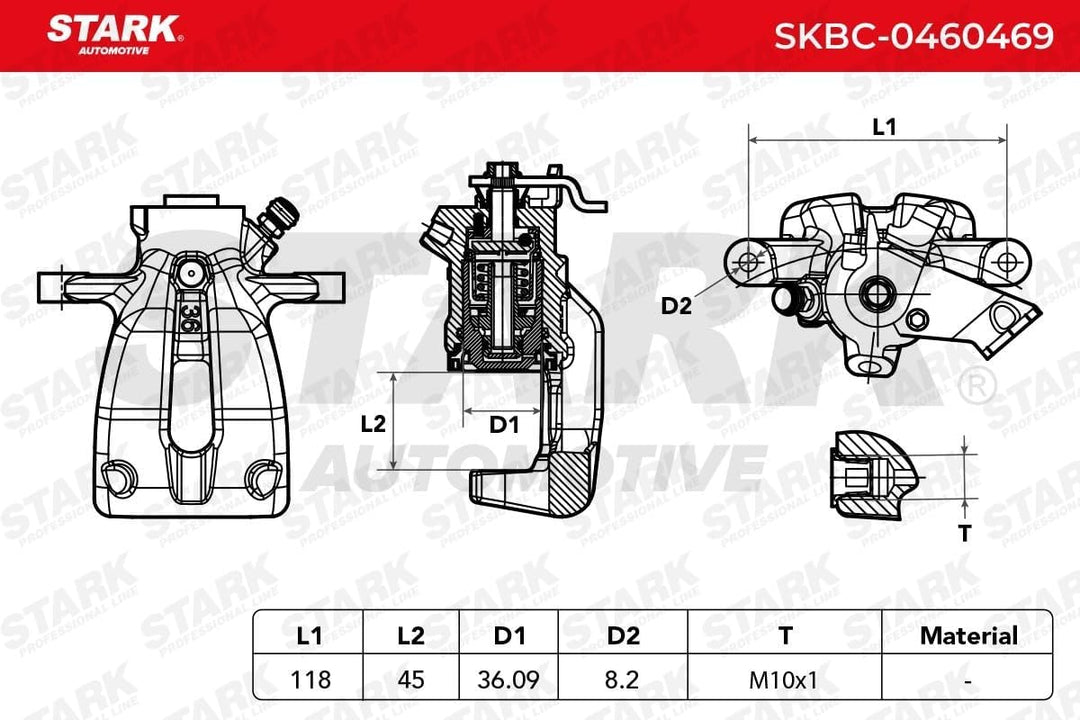STARK SKBC-0460469 Bremssattel Bremszange, Bremssattel hinter der Achse, Hinten links