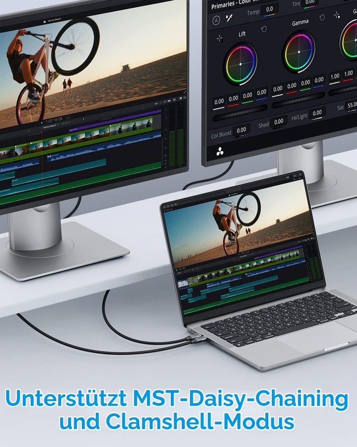 SUNGUY USB-C-auf-DisplayPort-Kabel 1.5M, 8K@60Hz 4K@240Hz, USB C auf DP 32.4Gbps unidirektionales ko