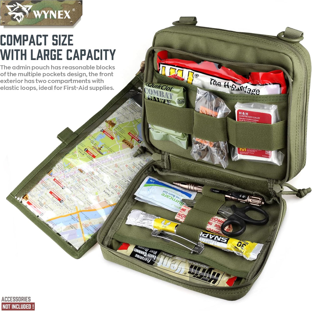 WYNEX Tactical Large Admin Pouch im Double Layer Design, Molle EDC EMT Utility Pouch mit Map Sleeve