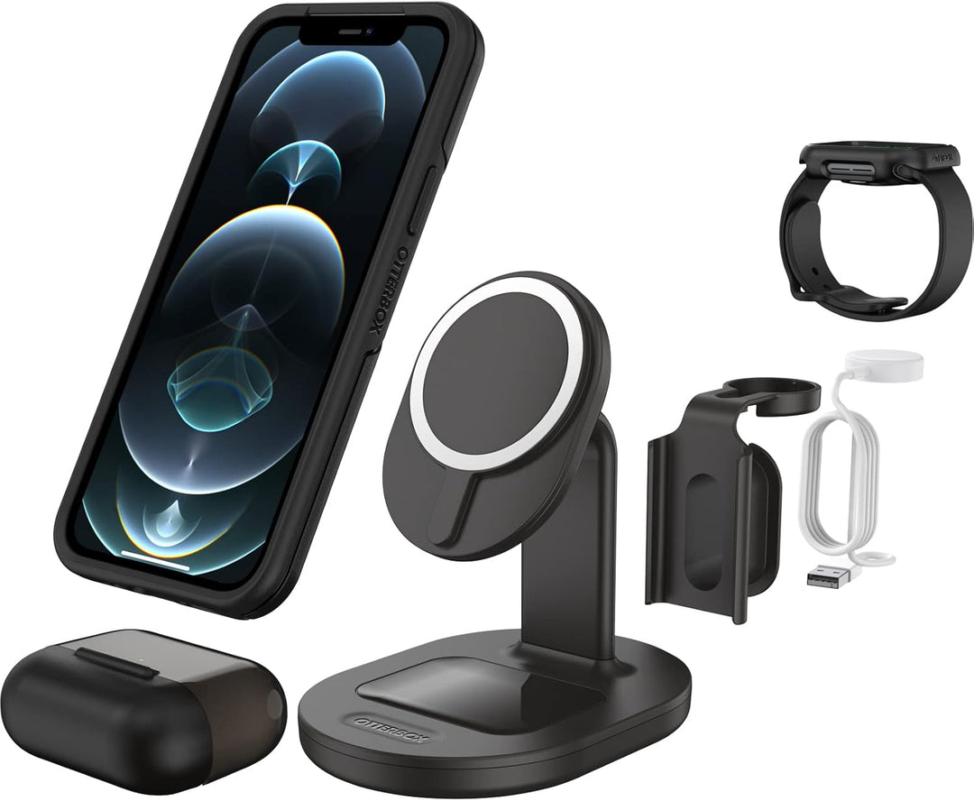 OtterBox kabellose 3 in 1 MagSafe Ladestation, Starke Magnetische Ausrichtung und Halt für MagSafe P