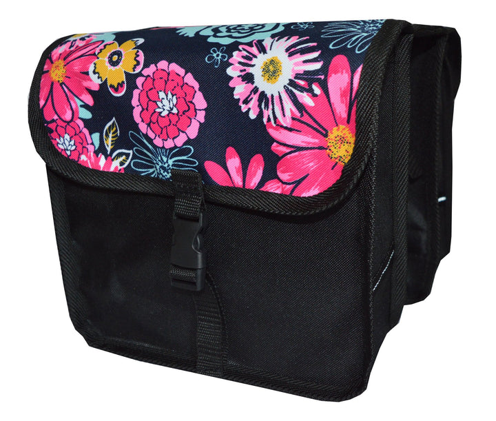 Beluko FAHRRADTASCHE Kinder Satteltasche Gepäckträgetasche Doppel 2 x 5l (8. Mini - Blumen)