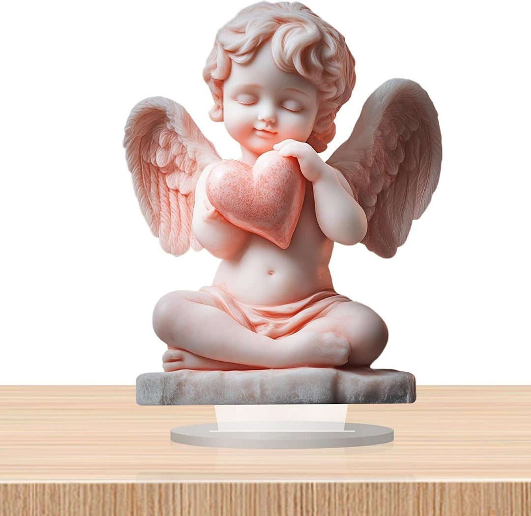 Engel-Dekoration, 2D-Acryl-Ständerfigur, detailliertes Amor-Dekor, das Herz-Engel-Ornamente mit Sock