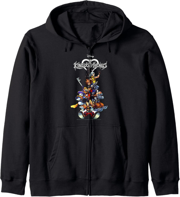 Disney Kingdom Hearts Group Shot Action Pose Logo Kapuzenjacke