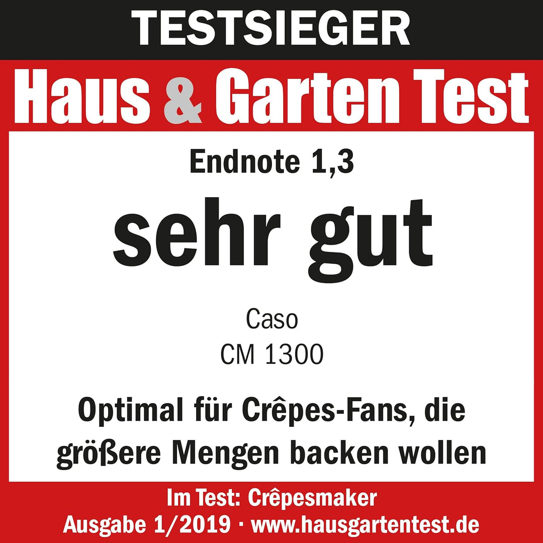 CASO CM 1300 - Crêpes Maker, extra grosse Backfläche (⌀ 33cm), hochwertige Antihaft‐Beschichtung, 8‐